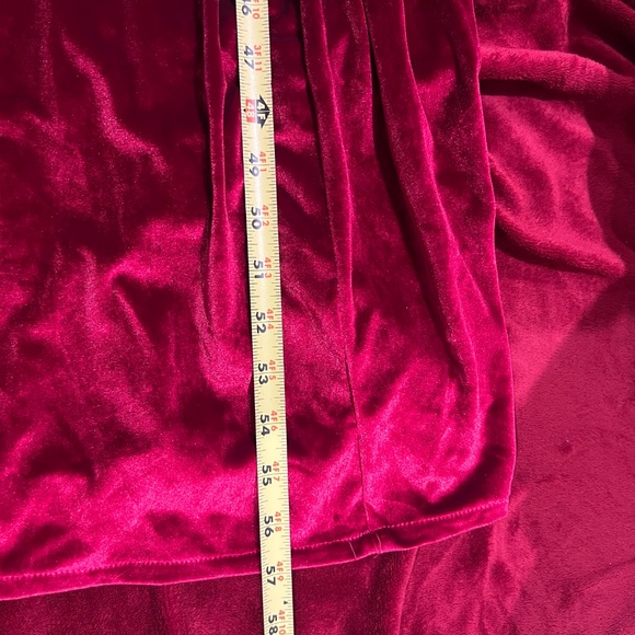 vintage red burgundy maxi dress velvet long sleeve deep v front slit wrap formal - Picture 10 of 10